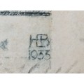 1933 signed etching. Maria Theresien Strasse Innsbruck, Austria. Monogramme HB 1933.