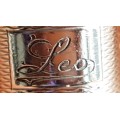 LEO Zodiac or Name Sterling Silver Ring . Large 8.4 g engine turned design, hand made, marked 925.