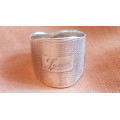JOAN Name Silver Sterling Ring . Large 7.5 grams engine turned design, hand made, marked 925