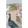 Beth Hanson (1940- ). Original Watercolour. Study of ducks. Signed.