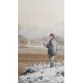 Rodger McPhail (1953-).  Pike Fishing. Large Original Watercolour. TOP WILDLIFE SPORTING  ARTIST.