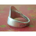 Stunning full hallmark vintage textured sterling silver spoon ring.UNIQUE AND HAND MADE.