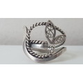 Solid Sterling Silver Filigree Fine Leaf Design Ring.  6.5 grams.