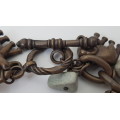 NEW never worn Designer Charm Bracelet! Detachable Bronze Metal Elephants and Soapstones. 20 cm.