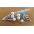 Solid Silver and Pearl brooch. Marked Silver. Art Deco, Vintage, Retro