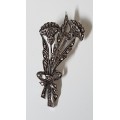 Intricate Sterling Silver Flower Bouquet Marcasite  Brooch. Exquisite. 6.9  grammes.