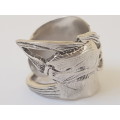 Stunning Flower Spoon Ring.  Solid Silver. Marked. 10.1 grammes. Heavy.