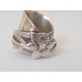 Stunning Flower Spoon Ring.  Solid Silver. Marked. 9  grammes.