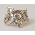 Stunning Flower Spoon Ring.  Solid Silver.