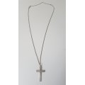 Solid Silver Crucifix Pendant and Fine Necklace marked 925 Italy