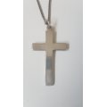 Solid Silver Crucifix Pendant and Fine Necklace marked 925 Italy