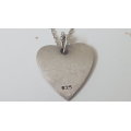 Solid Sterling Silver Heart Pendant and Fine Necklace marked 925 Italy