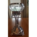 Art Nouveau Centrepiece Silver Plate and Cut Glass Bowl with Silver Rim.  WMF . Large, 40 cm high!