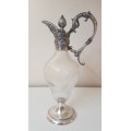 Claret Jug WMF Ornate Silver Plate and Swirled Glass. Acorn Stopper and Dragon Handle. Ex. condition