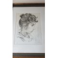 Katrine Harries (1914-1978). Malay Girl . Important Lithograph. SIGNED Limited 48/66