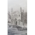 Mosque of Abdool Raheim Kahn, Burhanpur .  ORIGINAL 1856 Steel Engraving of an Indian scene.