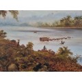 Joseph Forsyth Ingram (1858-1923 ). Crossing the Tugela. Original Oil, Large (75 x 50 cm)  cf Baines