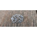 TH Marthensen Viking Rose Solid Sterling Silver Wrap Spoon Ring. STUNNING. NORWAY.
