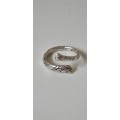 Solid Silver Stripy Spoon Snake Ring. Adjustable!  New!  Hand Made and Unique!