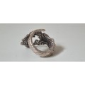 Ornate Solid Silver Ring. Ornate detail both sides.  9.3  grams heavy!   UNIQUE.