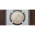 1938 South Africa 2.5 shillings ( half crown ) NGC graded AU 55.