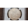 1938 South Africa 2.5 shillings ( half crown ) NGC graded AU 55.