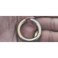 ITALY 925 marked sterling silver large LARGE SINGLE hoop earring. 4 dents. Gold plated.