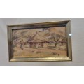 Erich Mayer ( 1876-1960 ). Rural South African scene , 1945. Signed ORIGINAL WATERCOLOUR, FRAMED.