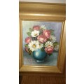 #Oil paintings Magda Geyer flowers x 2#