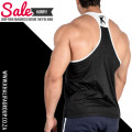 Gym Vest-Performance Paneled Stringer Vest BLACK/White Availbe All Sizes S/M/L/XL