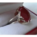 925 SILVER RING WITH LARGE CARNELIAN