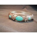 METAL BANGLE WITH BLUE STONES