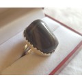 SILVER RING WITH LARGE GEM STONE