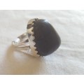 SILVER RING WITH LARGE GEM STONE