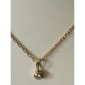 9ct Gold rope chain with diamon tube pendant