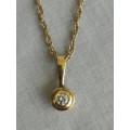 9ct Gold rope chain with diamon tube pendant