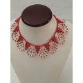 White and Red Beaded Necklace