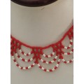 White and Red Beaded Necklace