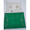 x2 teacloths embroidered