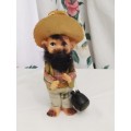Vintage Vinyl Hillbilly Character Male Doll with Moonshine Beard and Straw style hat