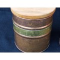 Sugar and tea copper containers with wooden lids
