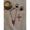 Mixed Vintage Jewellery & small trinket box with Faux pearls
