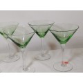 x6 Green Martini Glasses