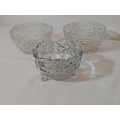 x3 Pressed glass bowls