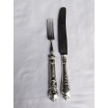 Ornate Fork & Knife with steel