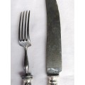 Ornate Fork & Knife with steel