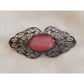 Vintage filigree Brooch with pink stone