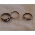 Three 925 Silver Rings