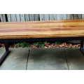 Kiaat table with yellowwood bow tie inlay & Duco Painted solid pine legs (a)