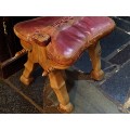 Vintage Egyptian Leather Camel Saddle Foot Stool